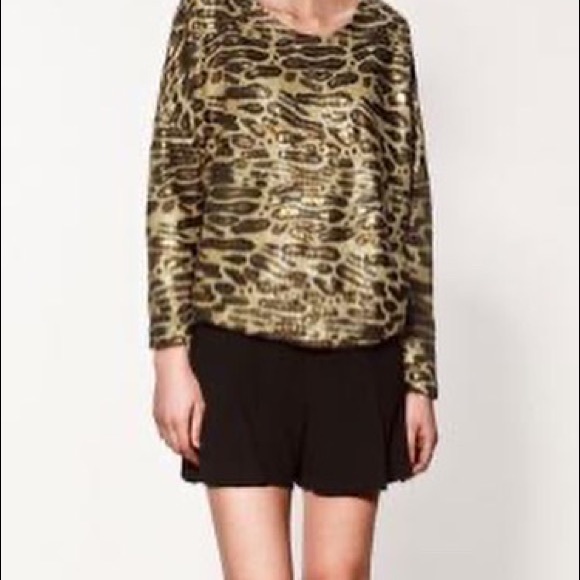 Zara sequin animal print top - Picture 5 of 7